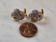 Load image into Gallery viewer, Womens Vintage Estate Sterling Silver Gold Tone CZ Earrings 7.1g E7884