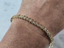 Load image into Gallery viewer, Womens Vintage Estate 14K Yellow Gold Diamond Tennis Bracelet 11.4g E7901