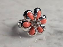 Load image into Gallery viewer, Womens Estate Sterling Silver Coral Flower Ring 9.1g E7903