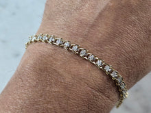 Load image into Gallery viewer, Womens Vintage Estate 14K Yellow Gold Diamond Tennis Bracelet 5.2g E7906