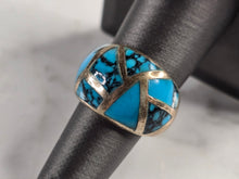 Load image into Gallery viewer, Womens Vintage Estate Sterling Silver Modernist Turquoise Ring 9.1g E7911