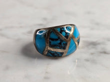 Load image into Gallery viewer, Womens Vintage Estate Sterling Silver Modernist Turquoise Ring 9.1g E7911