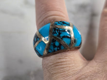 Load image into Gallery viewer, Womens Vintage Estate Sterling Silver Modernist Turquoise Ring 9.1g E7911