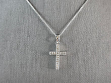 Load image into Gallery viewer, Womens 14K White Gold Necklace w/ 10k White Gold Diamond Cross Pendant E7912