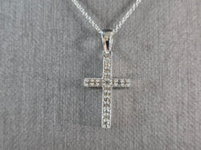 Load image into Gallery viewer, Womens 14K White Gold Necklace w/ 10k White Gold Diamond Cross Pendant E7912
