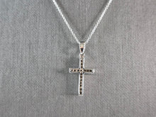 Load image into Gallery viewer, Womens 14K White Gold Necklace w/ 10k White Gold Diamond Cross Pendant E7912