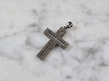 Load image into Gallery viewer, Womens Vintage Estate 10k White Gold Diamond Cross Pendant 1.7g E7916