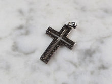 Load image into Gallery viewer, Womens Vintage Estate 10k White Gold Diamond Cross Pendant 1.7g E7916