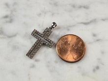 Load image into Gallery viewer, Womens Vintage Estate 10k White Gold Diamond Cross Pendant 1.7g E7916