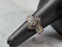 Load image into Gallery viewer, Womens Vintage Estate 10K Yellow &amp; White Gold Diamond Keepsake Ring 5.5g E7917