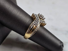 Load image into Gallery viewer, Womens Vintage Estate 10K Yellow &amp; White Gold Diamond Keepsake Ring 5.5g E7917