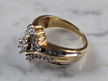 Load image into Gallery viewer, Womens Vintage Estate 10K Yellow &amp; White Gold Diamond Keepsake Ring 5.5g E7917