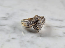 Load image into Gallery viewer, Womens Vintage Estate 10K Yellow &amp; White Gold Diamond Keepsake Ring 5.5g E7917