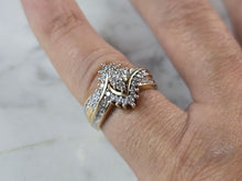 Load image into Gallery viewer, Womens Vintage Estate 10K Yellow &amp; White Gold Diamond Keepsake Ring 5.5g E7917