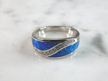 Load image into Gallery viewer, Womens Sterling Silver Modernist Blue Opal Ring 3.9g E791