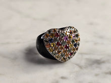 Load image into Gallery viewer, Womens Vintage Estate Sterling Silver Art Deco Style Heart Ring 8.6g E7923
