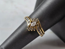 Load image into Gallery viewer, Womens Vintage Estate 14K Gold Diamond Marquise Engagement Ring Set 5.2g E7925