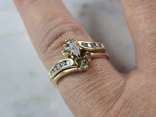 Load image into Gallery viewer, Womens Vintage Estate 14K Gold Diamond Marquise Engagement Ring Set 5.2g E7925