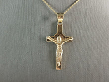 Load image into Gallery viewer, Womens Sterling Silver Gold Tone Religious Cross Pendant Necklace 7.0g E792