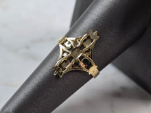 Load image into Gallery viewer, Womens 10K Yellow Gold Modernist Filigree Cross Ring 1.6g E7935