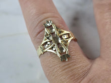 Load image into Gallery viewer, Womens 10K Yellow Gold Modernist Filigree Cross Ring 1.6g E7935