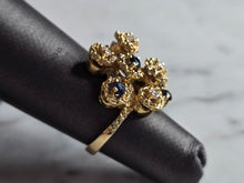 Load image into Gallery viewer, Womens Vintage Estate 14K Gold Sapphire &amp; Diamond Ring, 6.6g E7937