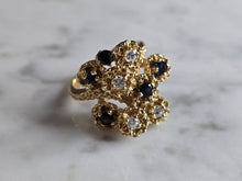 Load image into Gallery viewer, Womens Vintage Estate 14K Gold Sapphire &amp; Diamond Ring, 6.6g E7937