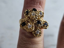 Load image into Gallery viewer, Womens Vintage Estate 14K Gold Sapphire &amp; Diamond Ring, 6.6g E7937