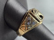 Load image into Gallery viewer, Mens Vintage Estate 14K Yellow Gold Diamond Horseshoe Ring 8.7g E7942