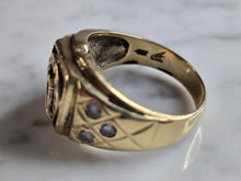 Load image into Gallery viewer, Mens Vintage Estate 14K Yellow Gold Diamond Horseshoe Ring 8.7g E7942