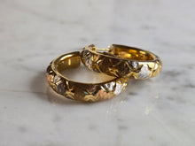 Load image into Gallery viewer, Womens Vintage Estate 14K Multi Tone Gold Italian Hoop Earrings 6.2g #E7944