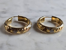 Load image into Gallery viewer, Womens Vintage Estate 14K Multi Tone Gold Italian Hoop Earrings 6.2g #E7944