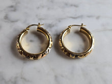 Load image into Gallery viewer, Womens Vintage Estate 14K Multi Tone Gold Italian Hoop Earrings 6.2g #E7944