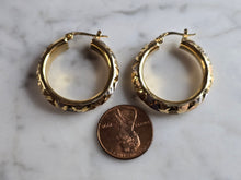 Load image into Gallery viewer, Womens Vintage Estate 14K Multi Tone Gold Italian Hoop Earrings 6.2g #E7944