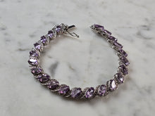 Load image into Gallery viewer, Womens Vintage Estate Sterling Silver Amethyst CZ Bracelet 17.7g E7946