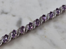 Load image into Gallery viewer, Womens Vintage Estate Sterling Silver Amethyst CZ Bracelet 17.7g E7946