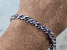 Load image into Gallery viewer, Womens Vintage Estate Sterling Silver Amethyst CZ Bracelet 17.7g E7946