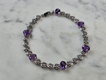 Load image into Gallery viewer, Womens Vintage Estate Sterling Silver Amethyst Bracelet 6.1g E7947