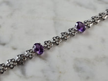 Load image into Gallery viewer, Womens Vintage Estate Sterling Silver Amethyst Bracelet 6.1g E7947