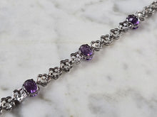 Load image into Gallery viewer, Womens Vintage Estate Sterling Silver Amethyst Bracelet 6.1g E7947