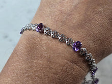 Load image into Gallery viewer, Womens Vintage Estate Sterling Silver Amethyst Bracelet 6.1g E7947