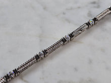 Load image into Gallery viewer, Womens Vintage Estate Sterling Silver Modernist CZ Bracelet 14.8g E7949