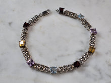 Load image into Gallery viewer, Womens Vintage Estate Sterling Silver Multi Stone Bracelet 10.1g E7950