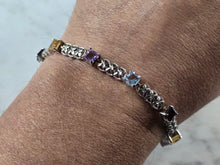 Load image into Gallery viewer, Womens Vintage Estate Sterling Silver Multi Stone Bracelet 10.1g E7950