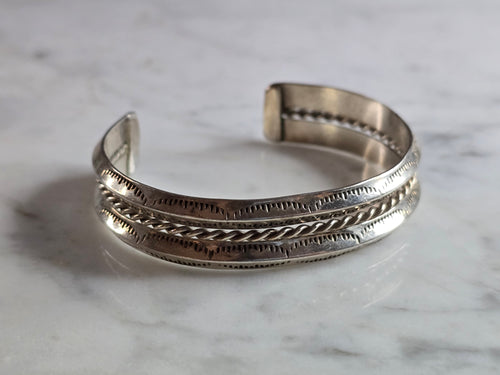 Vintage Sterling Silver Modernist Cuff Bracelet 28.0g E7951