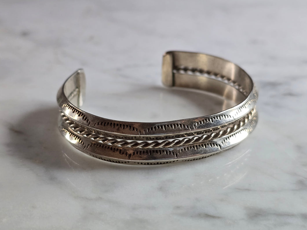 Vintage Sterling Silver Modernist Cuff Bracelet 28.0g E7951