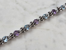 Load image into Gallery viewer, Womens Vintage Estate Sterling Silver Amethyst Topaz Bracelet 17.1g E7952