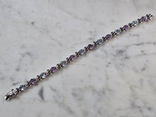 Load image into Gallery viewer, Womens Vintage Estate Sterling Silver Amethyst Topaz Bracelet 17.1g E7952