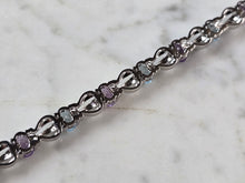 Load image into Gallery viewer, Womens Vintage Estate Sterling Silver Amethyst Topaz Bracelet 17.1g E7952