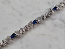 Load image into Gallery viewer, Womens Vintage Estate Sterling Silver Modernist Sapphire Bracelet 17.2g #E7953